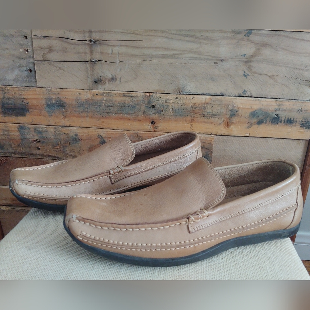 Leather Driving Loafers Brown Shoe Company BELLAGIO Slip On Sz 10 M Tan Brazil